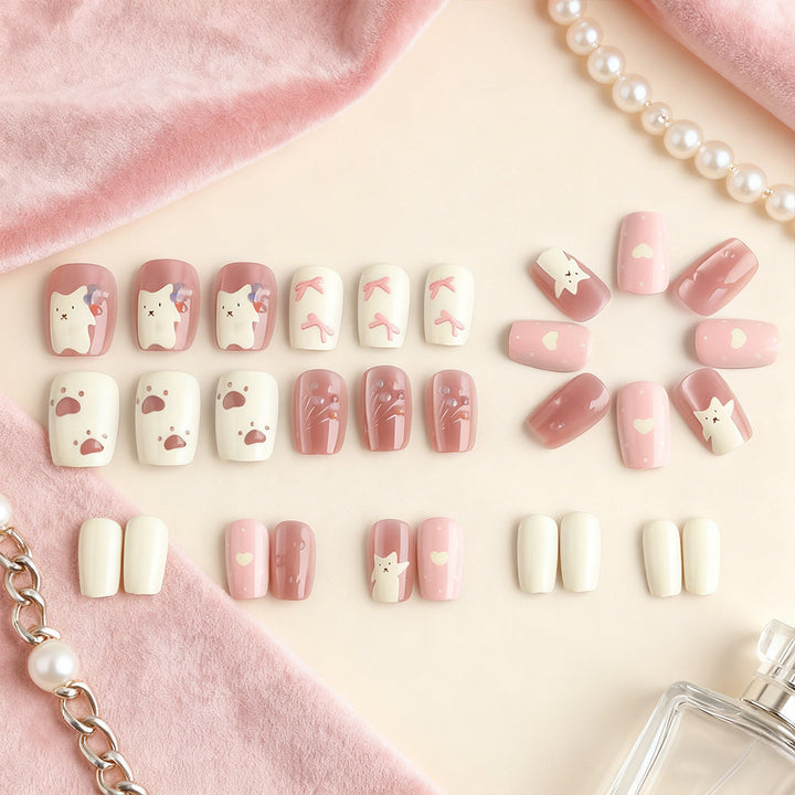 Creative Cat-Themed Press-On Nails Stornfield