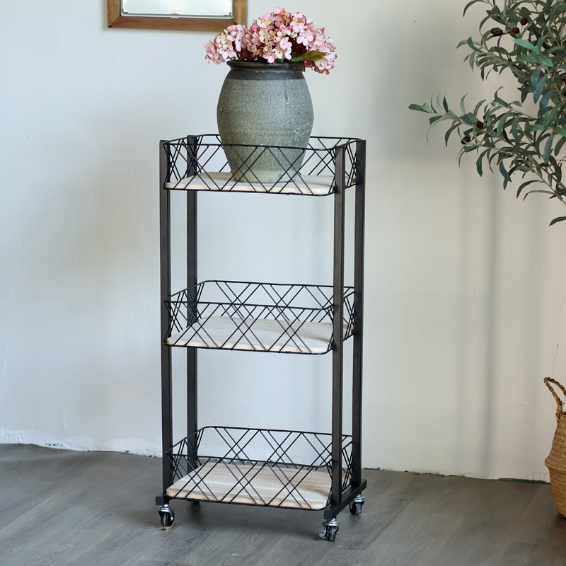 Modern rolling cart with three shelves and wheels Stornfield