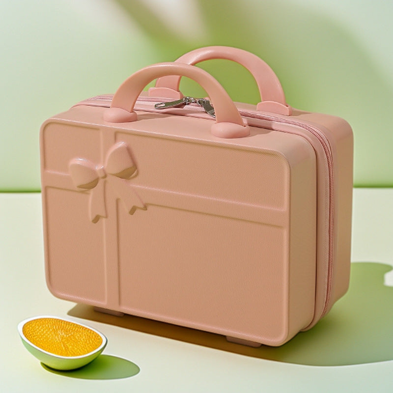 structured hard-shell cosmetic travel case with embossed bow and dual top handles Stornfield