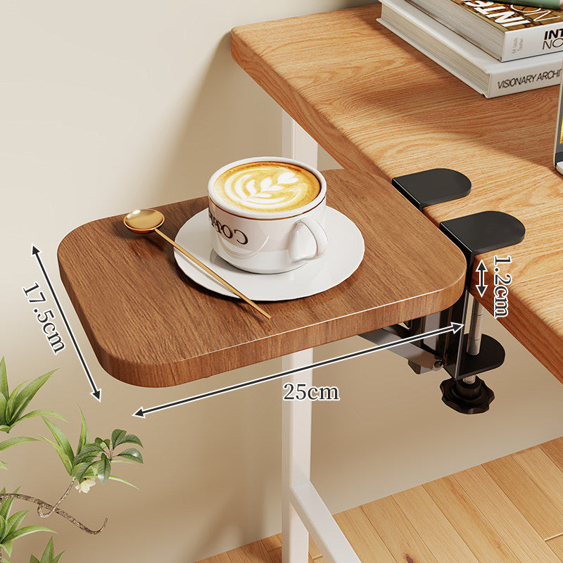 Clamp-On Expandable Desk Side Table Shelf with Wide Smooth Surface and Slim Adjustable Clamp
