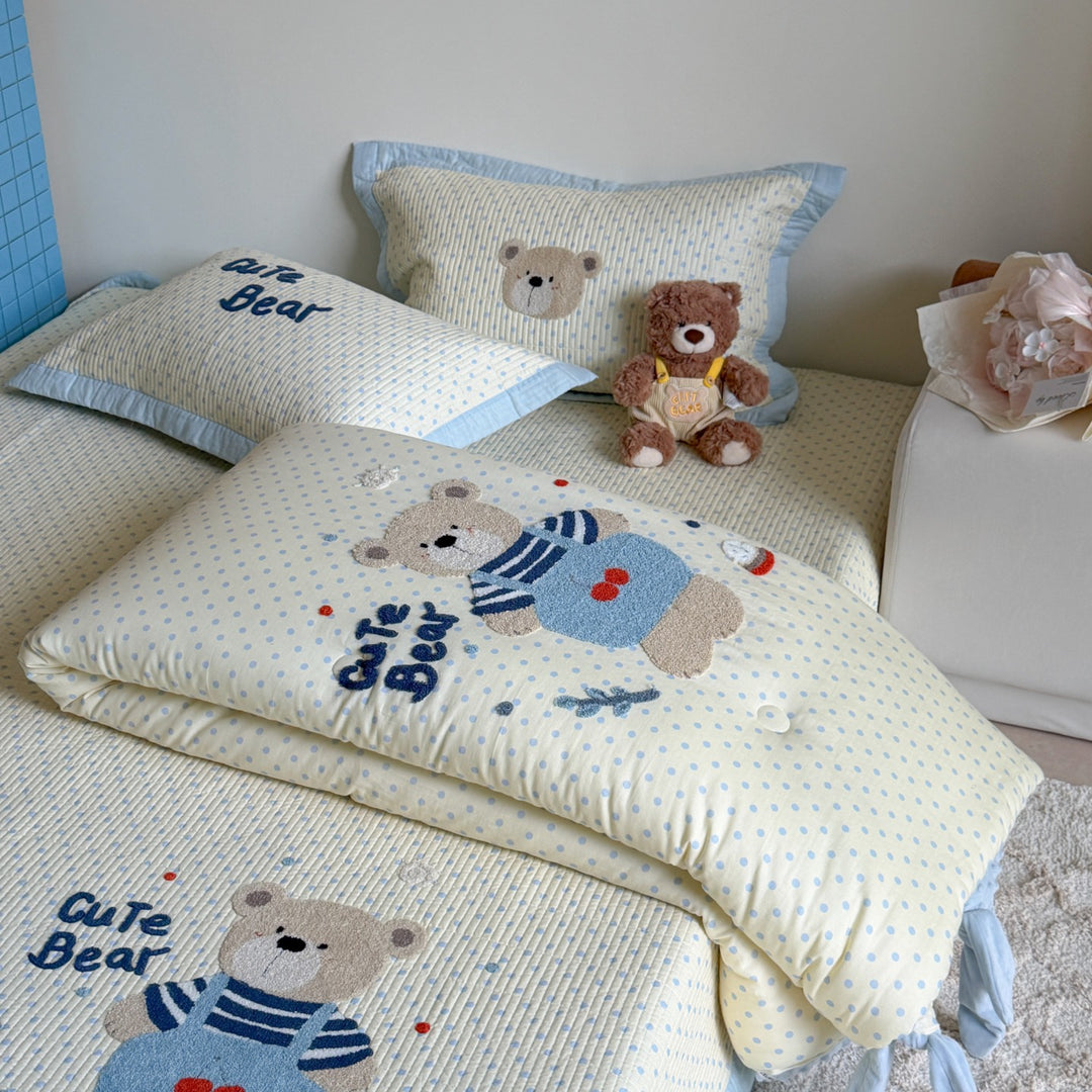 Quilted Cotton Kids Duvet Cover and Pillowcase Set