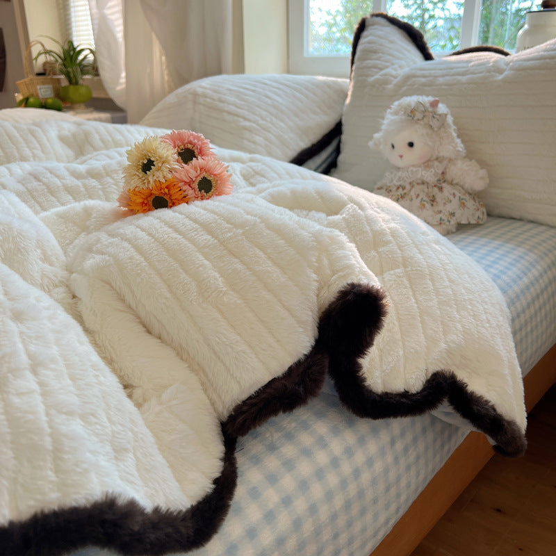 Plush Faux Fur Reversible Comforter Set