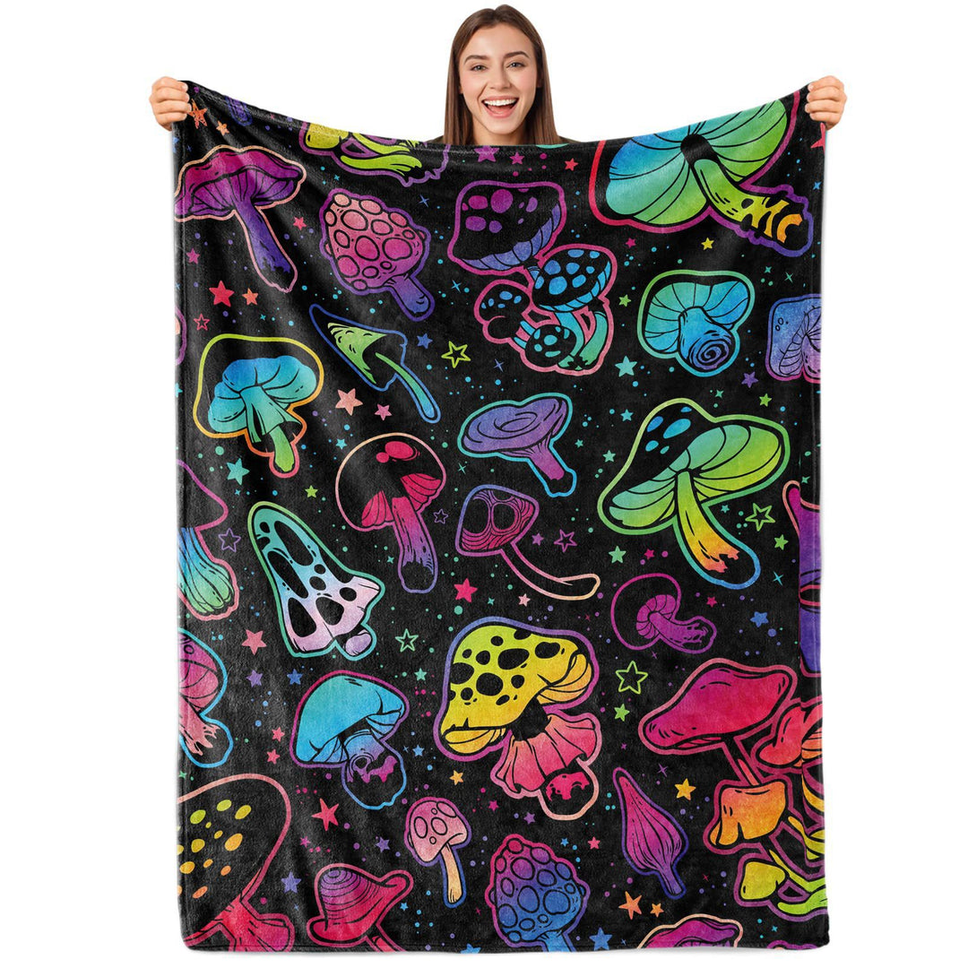 Artistic Mushroom-Themed Throw Blanket