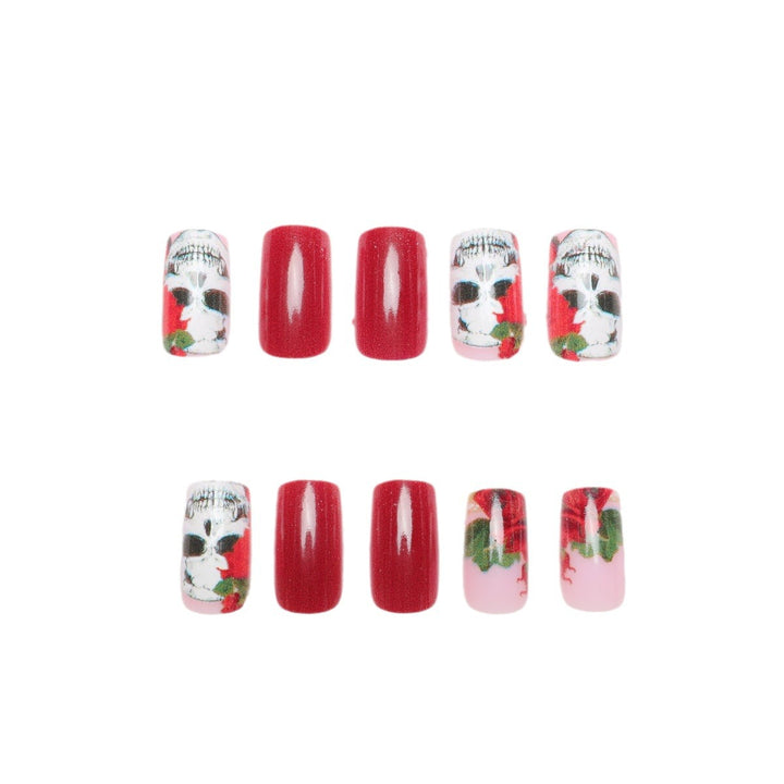 Artistic Skull and Rose Nail Art Stornfield
