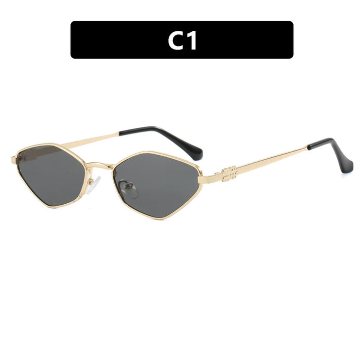 Women's geometric sunglasses with glossy metal frame and polarized lenses Stornfield