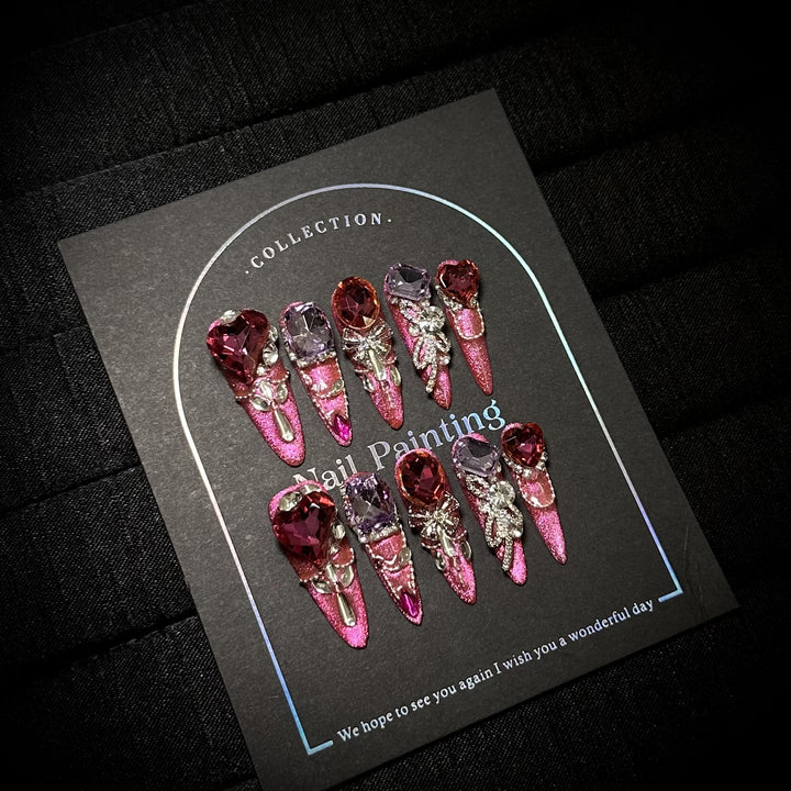 Glamorous Rhinestone-Accented Press-On Nail Set