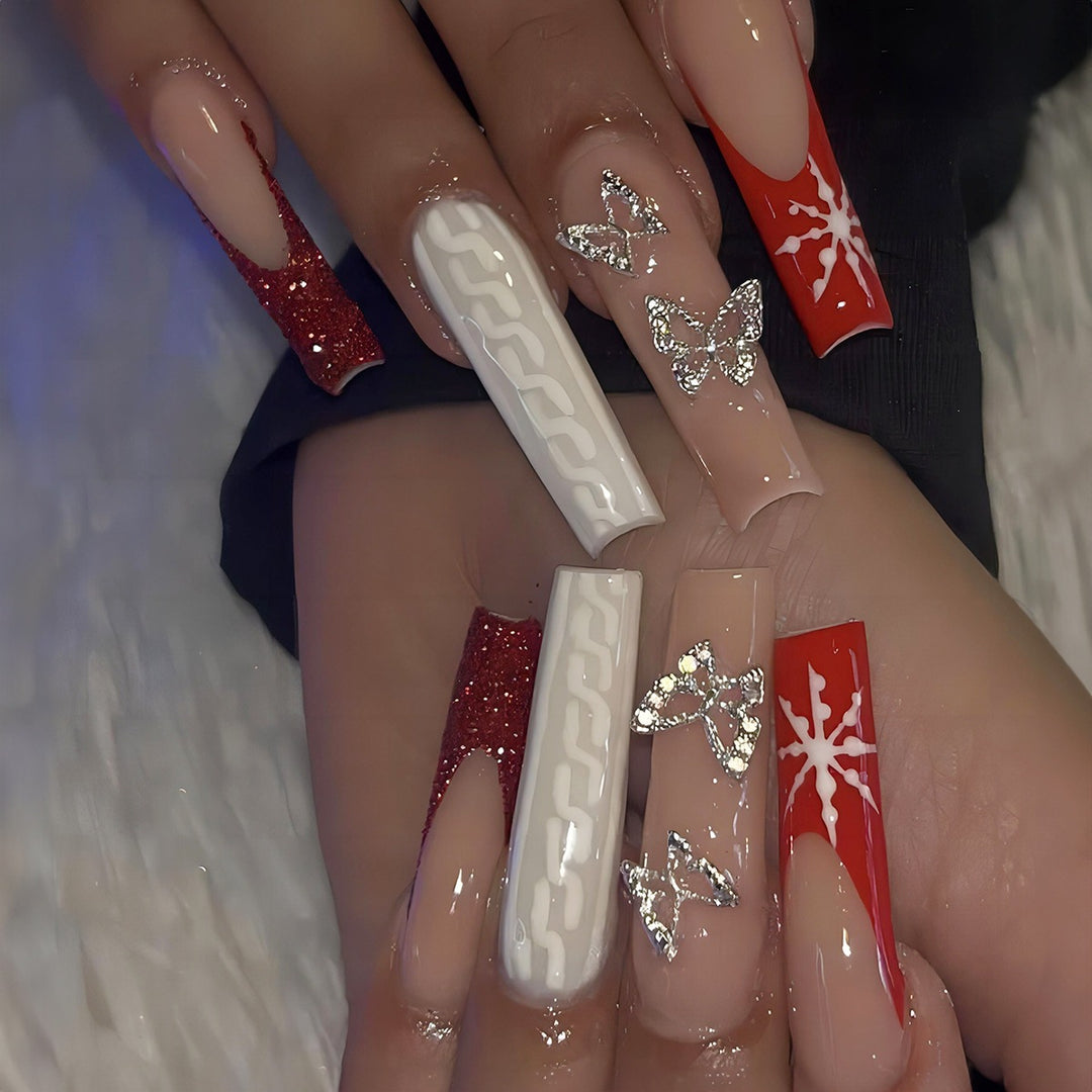 Artificial nail set with festive winter theme Stornfield