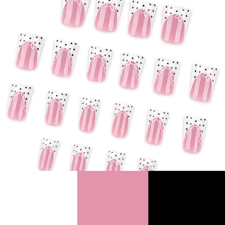 Artificial nail extensions with elegant lace design Stornfield