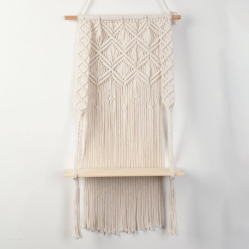 Macramé Wall Shelf with Integrated Plant Holder Stornfield