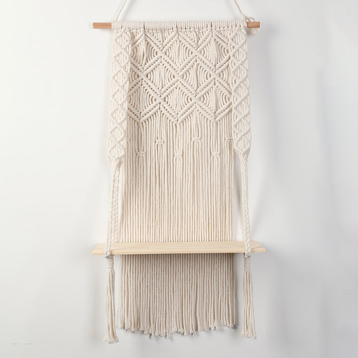 Macramé Wall Shelf with Integrated Plant Holder Stornfield