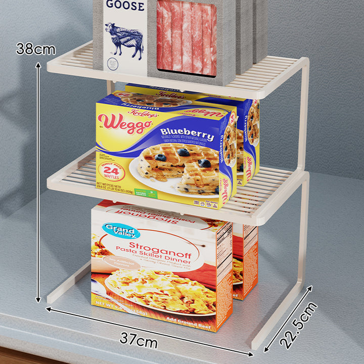 Compact Three Tier Slatted Metal Countertop Pantry Organizer
