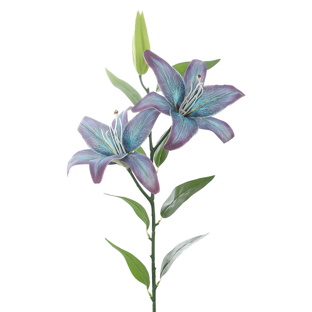 Artificial lily stem with lifelike flowers