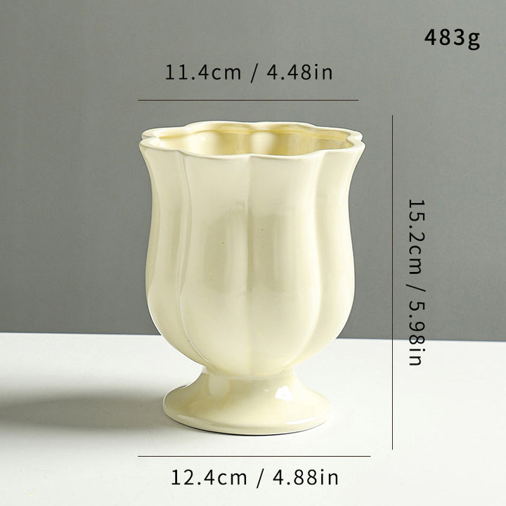 Elegant Sculpted Ceramic Flower Pot