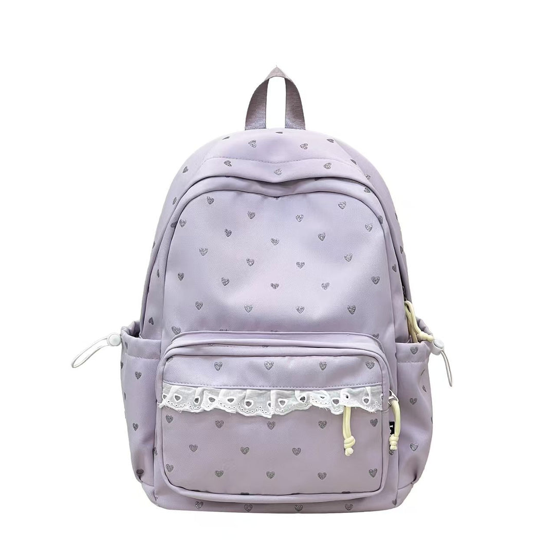 Backpack with Fine Heart Motif and Delicate Lace Appliqué Stornfield