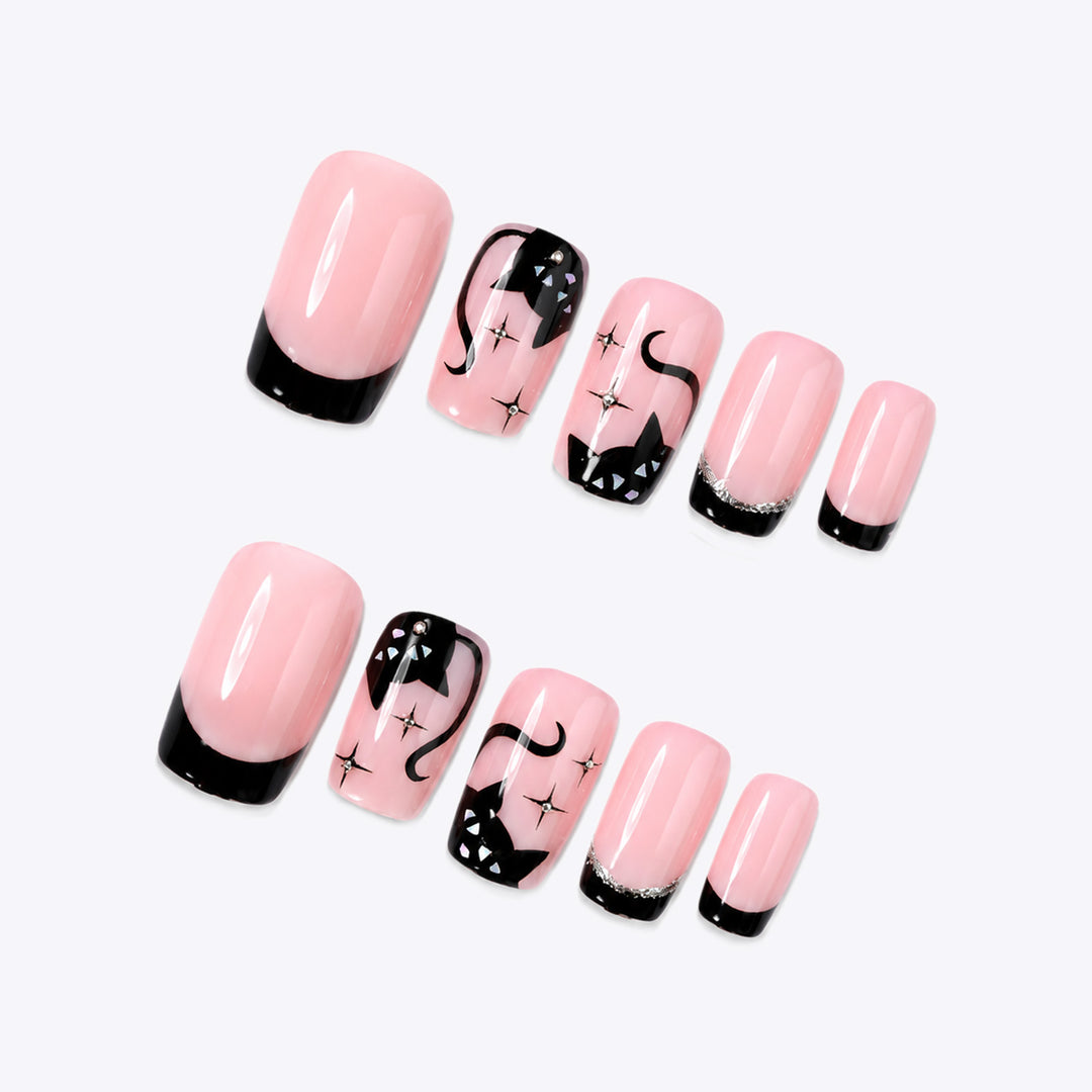Decorative Cat-Themed Press-On Nail Set Stornfield