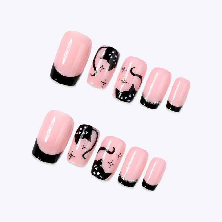 Decorative Cat-Themed Press-On Nail Set Stornfield