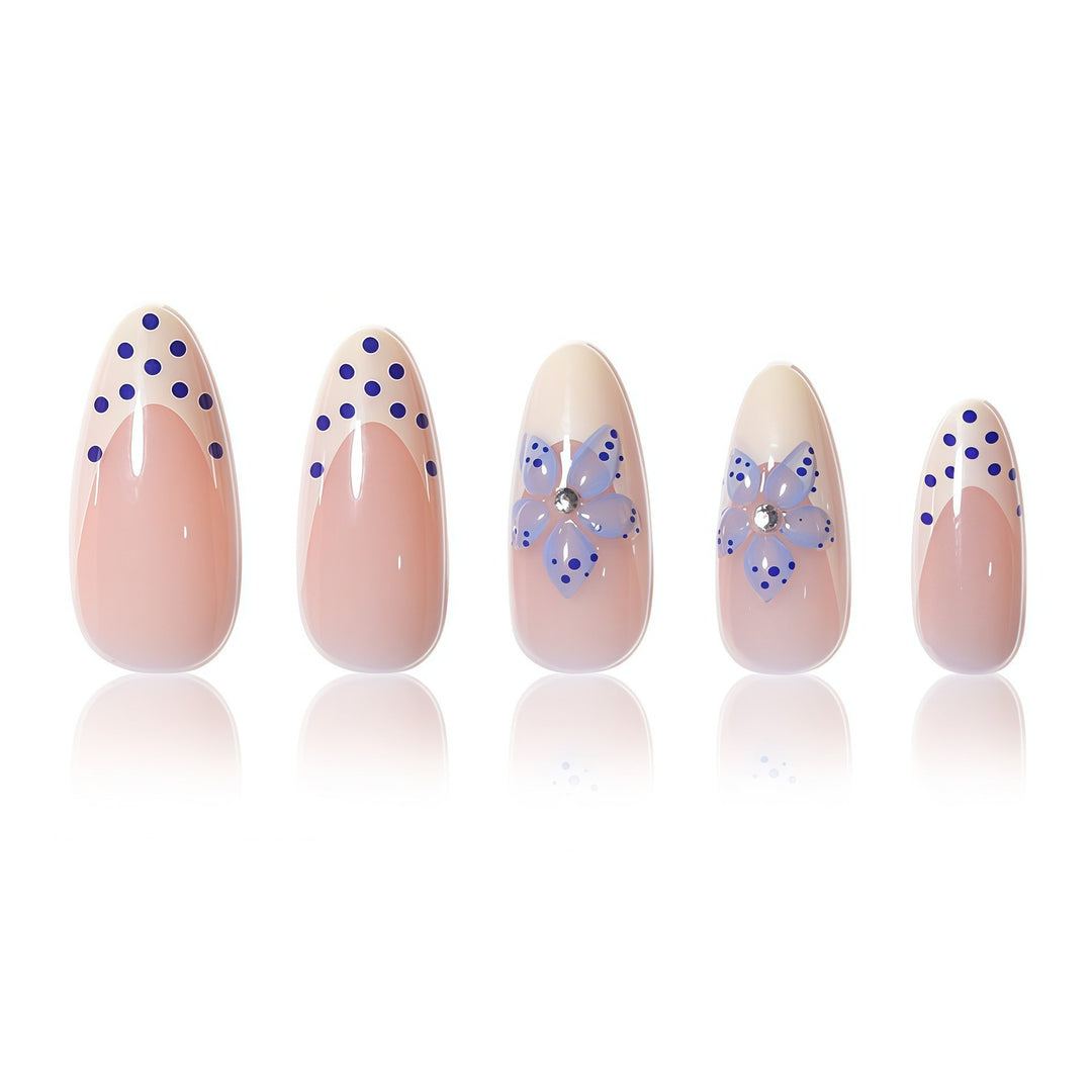 Artistic Floral White Tip Press-On Nails Stornfield