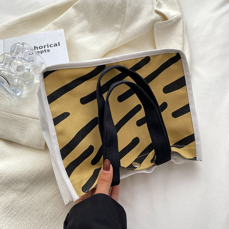 Modern Geometric Print Canvas Tote Bag