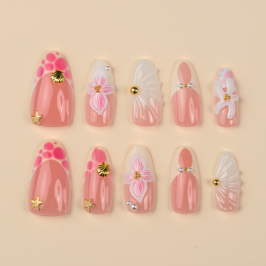 Decorative Floral Stiletto Press-On Nail Art Set Stornfield
