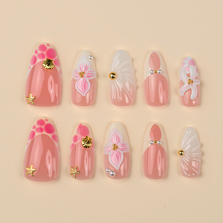 Decorative Floral Stiletto Press-On Nail Art Set Stornfield