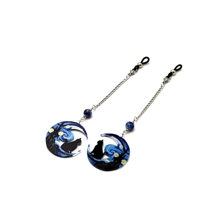 Artistic Cat and Moon Dangle Eyewear Chain Stornfield
