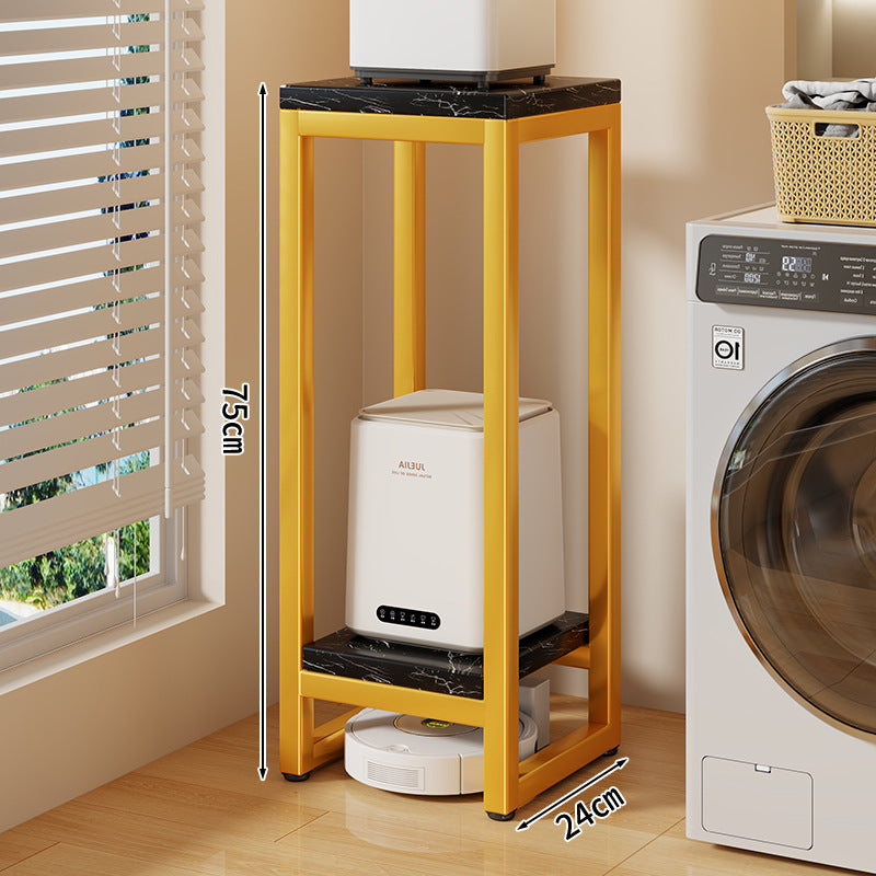 Narrow Two-Tier Metal Appliance Stand with Faux Marble Shelves