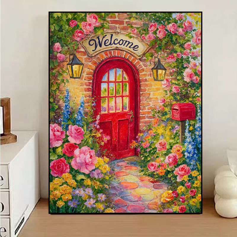 Charming Floral Welcome Canvas Art Stornfield