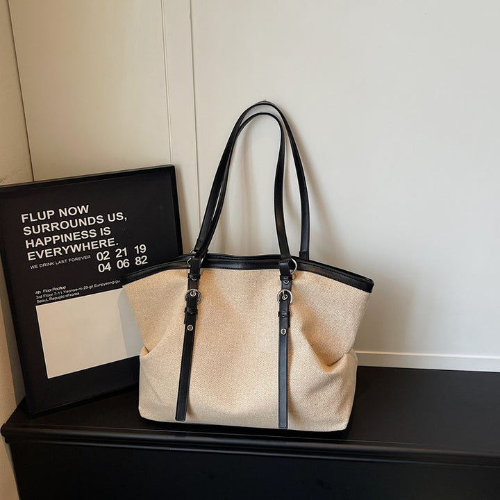 Versatile Canvas Tote Bag with Leather Accents