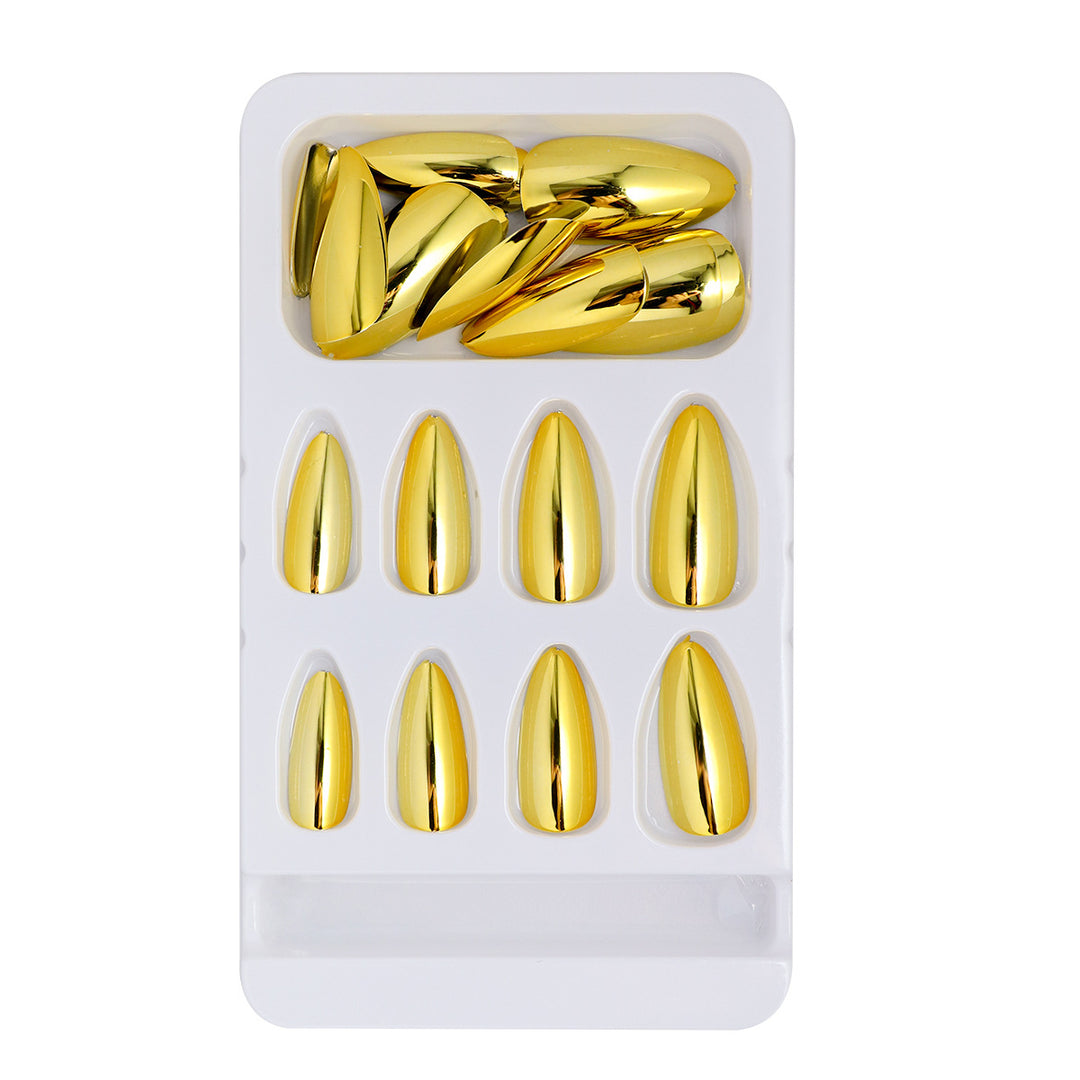 Glossy Metallic Almond-Shaped Press-On Nails Stornfield