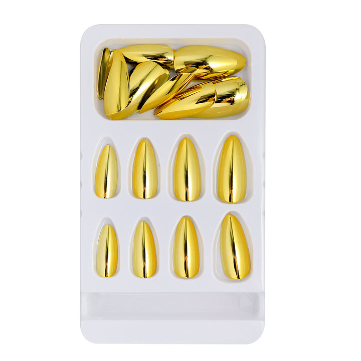 Glossy Metallic Almond-Shaped Press-On Nails Stornfield