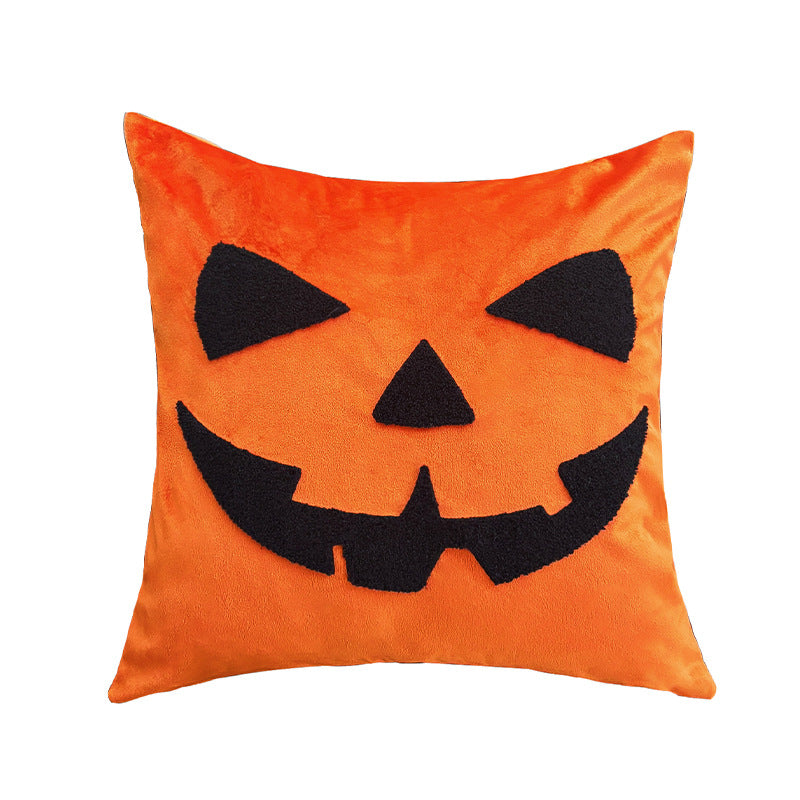 Square cushion cover with Halloween pumpkin tufting and soft cotton satin Stornfield