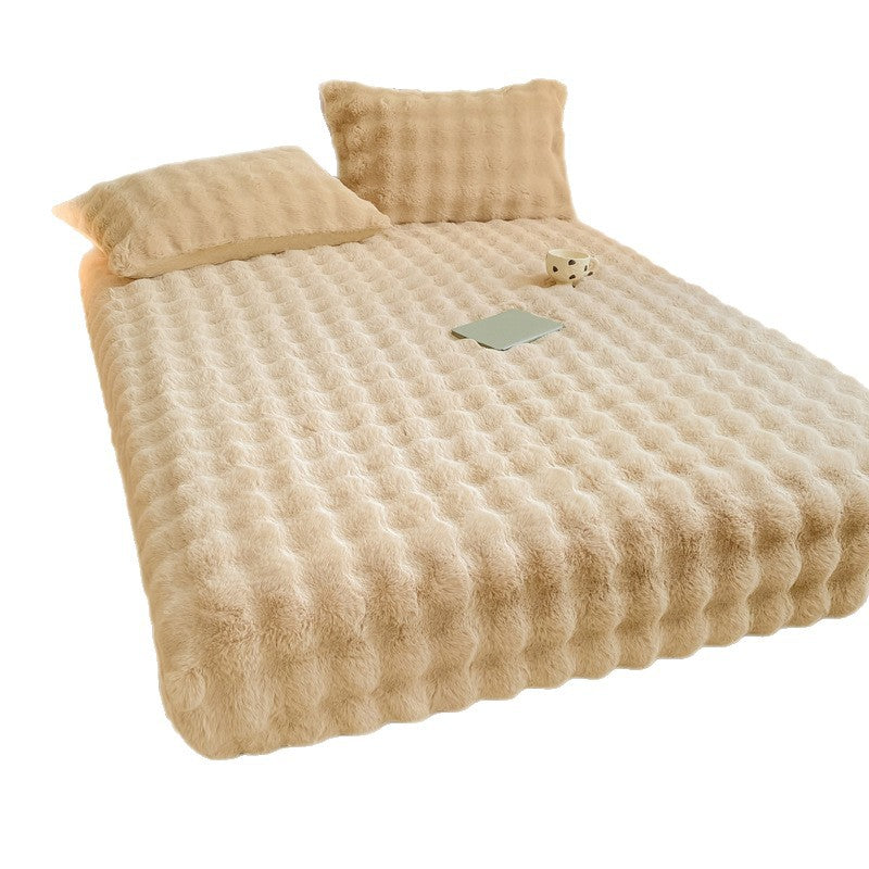 Plush Textured Furry Bedspread