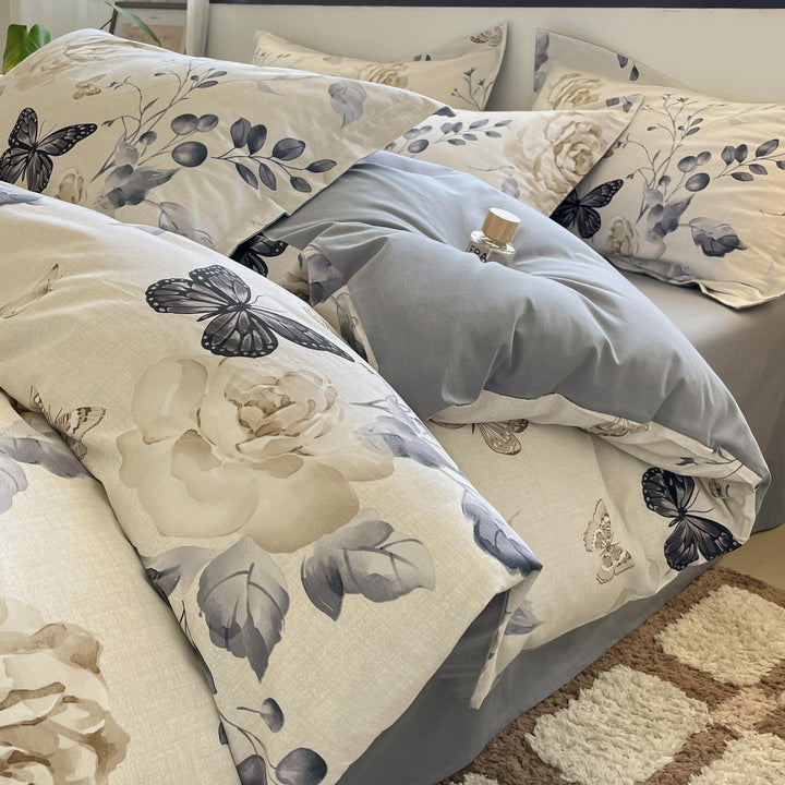 Whimsical Floral Print Duvet Cover Set