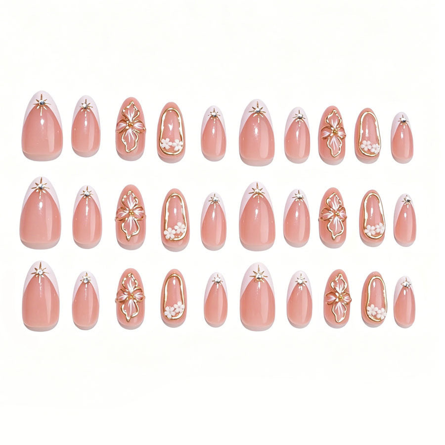 Art nail set with intricate floral accents and elegant 3D details Stornfield