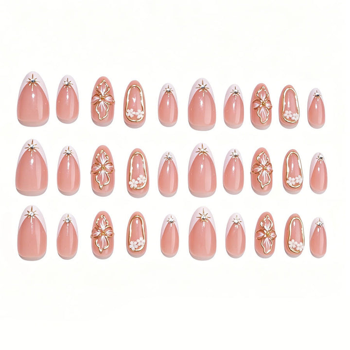 Art nail set with intricate floral accents and elegant 3D details Stornfield