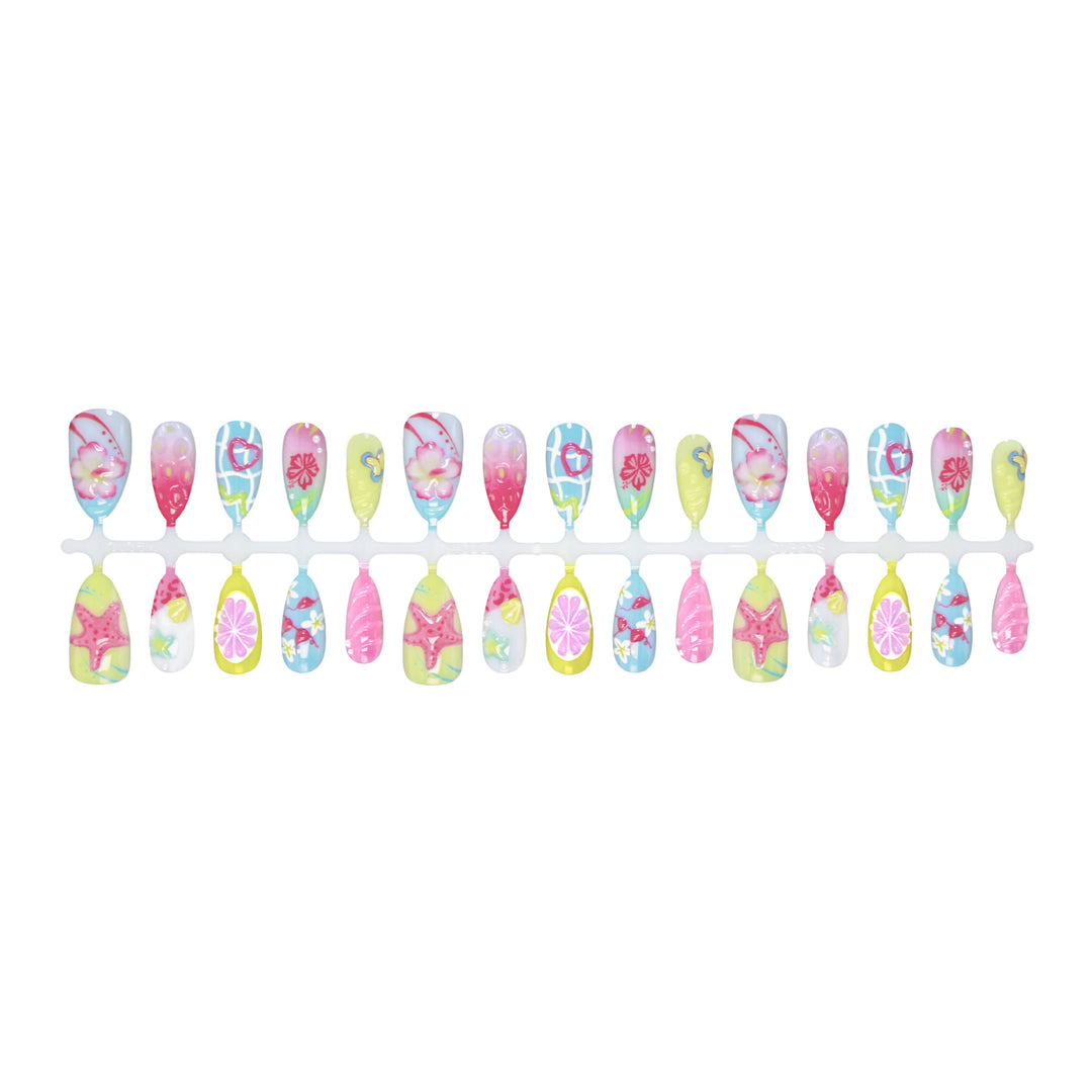 Artificial nail set with floral and cheerful motifs Stornfield