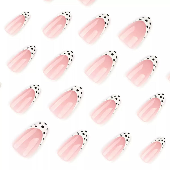 Acrylic Nail Set with Elegant French Design and Creative Dot Accents Stornfield