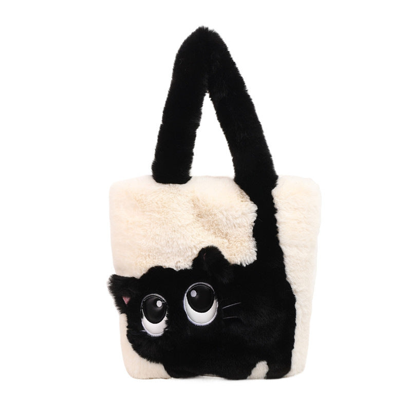 Plush shoulder bag with cat motif Stornfield