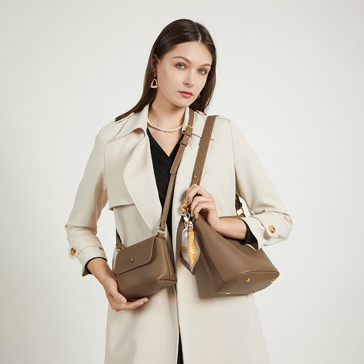 Textured Leather Bucket Bag Stornfield