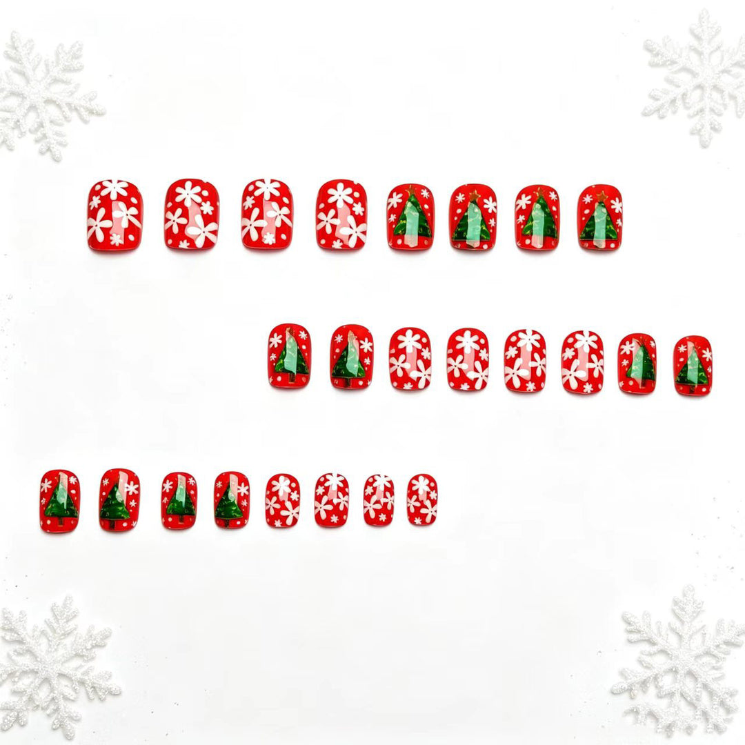 Artificial nails with festive Christmas tree design Stornfield