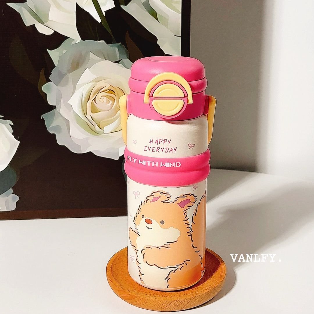 Women’s Insulated Water Bottle with Convenient Flip Cap and Cute Animal Design Stornfield