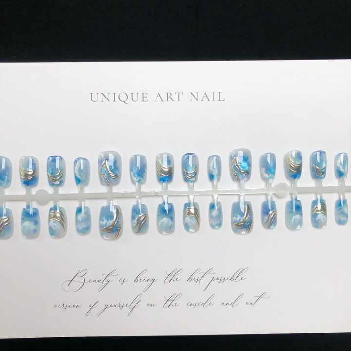 Ocean-Inspired Decorative Press-On Nail Set