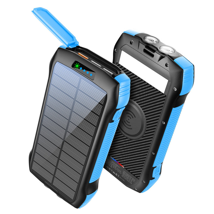 Solar-powered power bank with wireless charging function and LED flashlight Stornfield