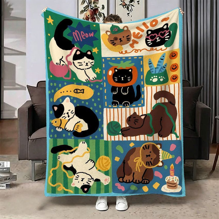 Cartoon-Themed Cozy Fleece Throw Blanket