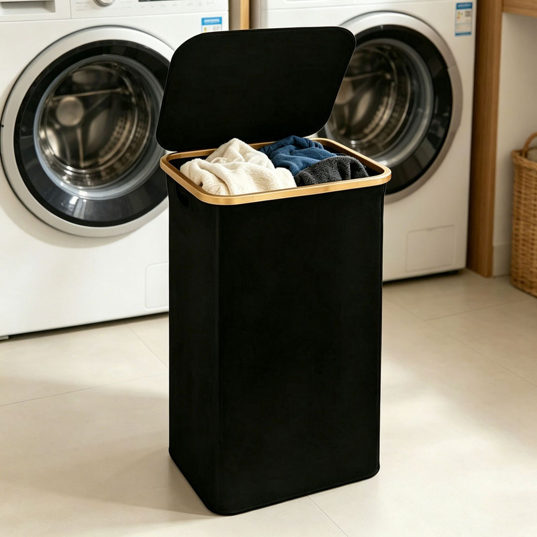 High-quality laundry basket with lid and handle Stornfield