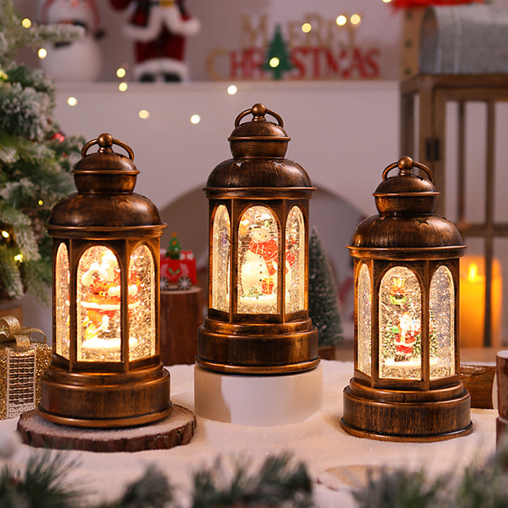 Illuminated Christmas lantern with Santa Claus scene Stornfield