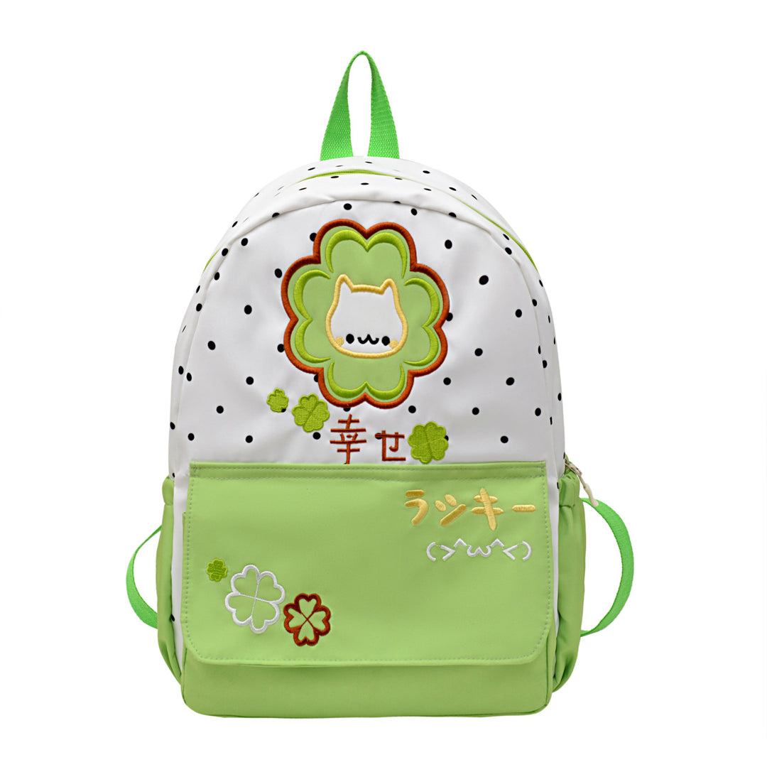 Playful Polka Dot Cat-Themed Backpack Stornfield