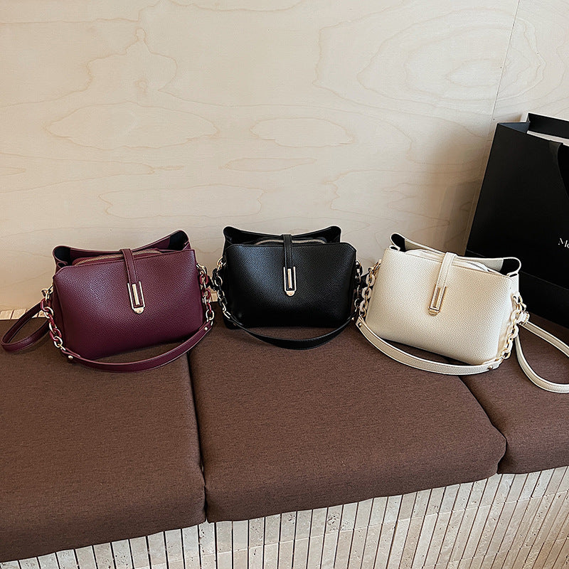 Elegant Leather Handheld Satchel