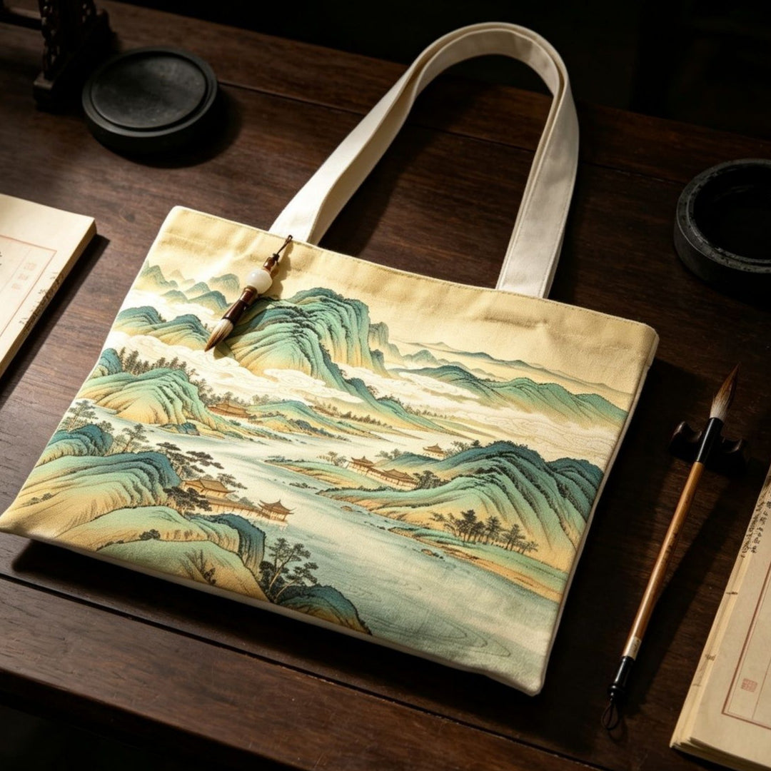 Artistic Landscape Print Canvas Tote Bag