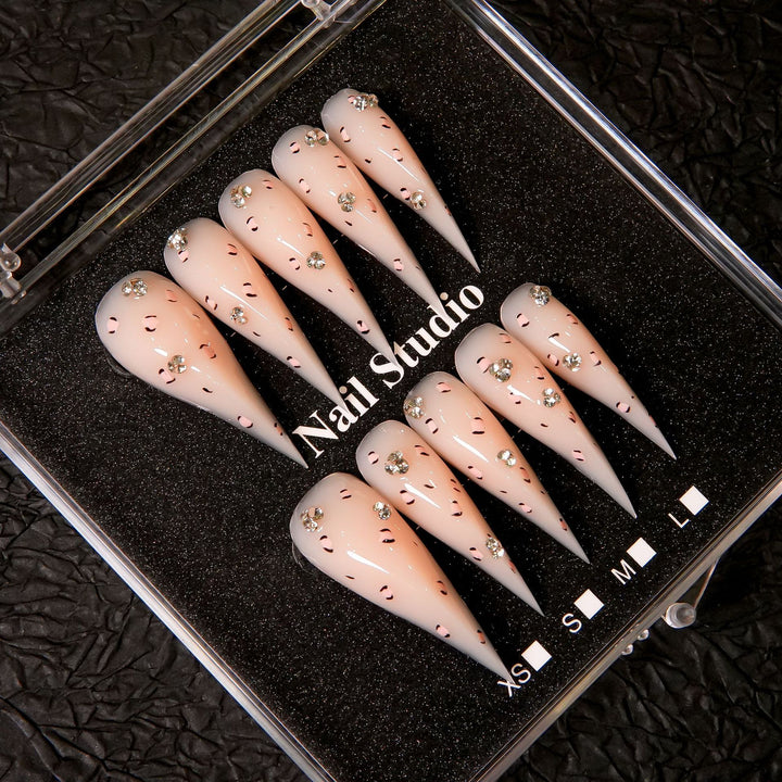 Stiletto Press-On Nail Set with Crystal Embellishments